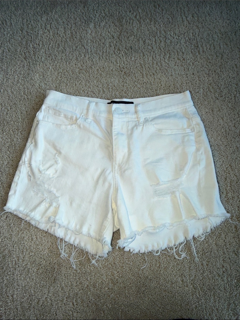 Express White Distressed Denim Shorts - Women's Casual Summer Short